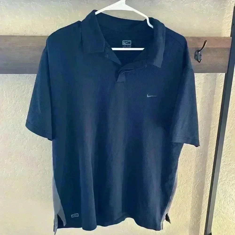 Nike Men’s Navy with Gray Side Waffle Knit Polo Size XXL